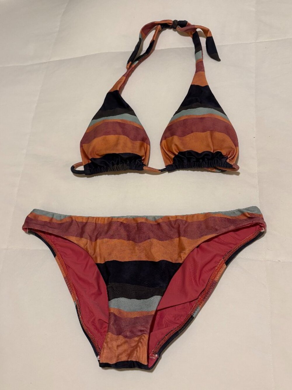 New Without Tags "ViX" Paula Hermanny Striped 2 Piece Bikini Set Size Small
